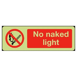 No Naked Light Sign Photoluminescent Directa Uk Ltd