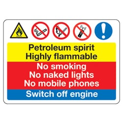 Petroleum Spirit Highly Flammable Multi sign - Directa UK Ltd